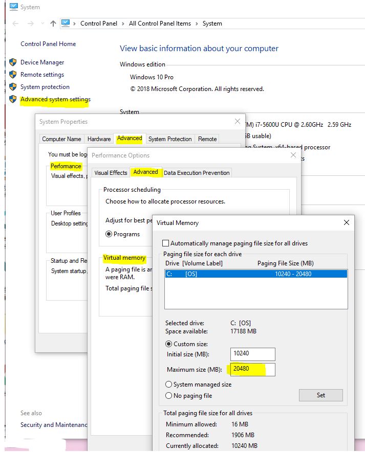 Advanced system settings